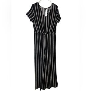 Black and White Striped Jumpsuit